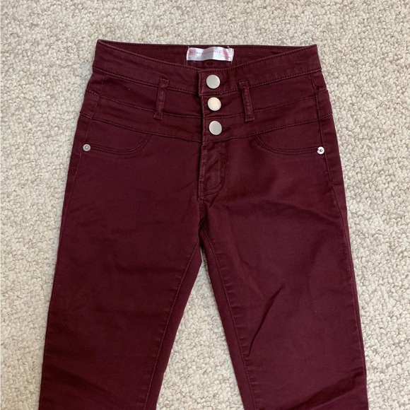 Burgundy Skinny Jeans Size 1 - Picture 2 of 10